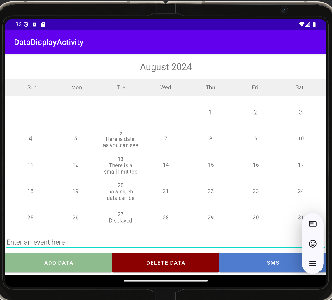 Original Data Display